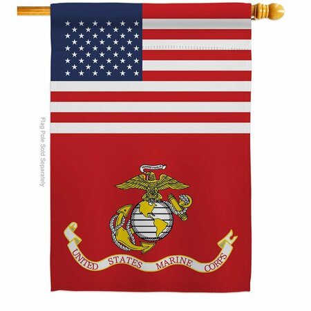 GUARDERIA 28 x 40 in. US Marine Corps House Flag with Armed Forces Dbl-Sided Vertical Flags  Banner Garden GU3910380